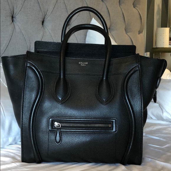 Celine Mini Luggage Tote Black Leather A+ Authenti - Picture 1 of 4